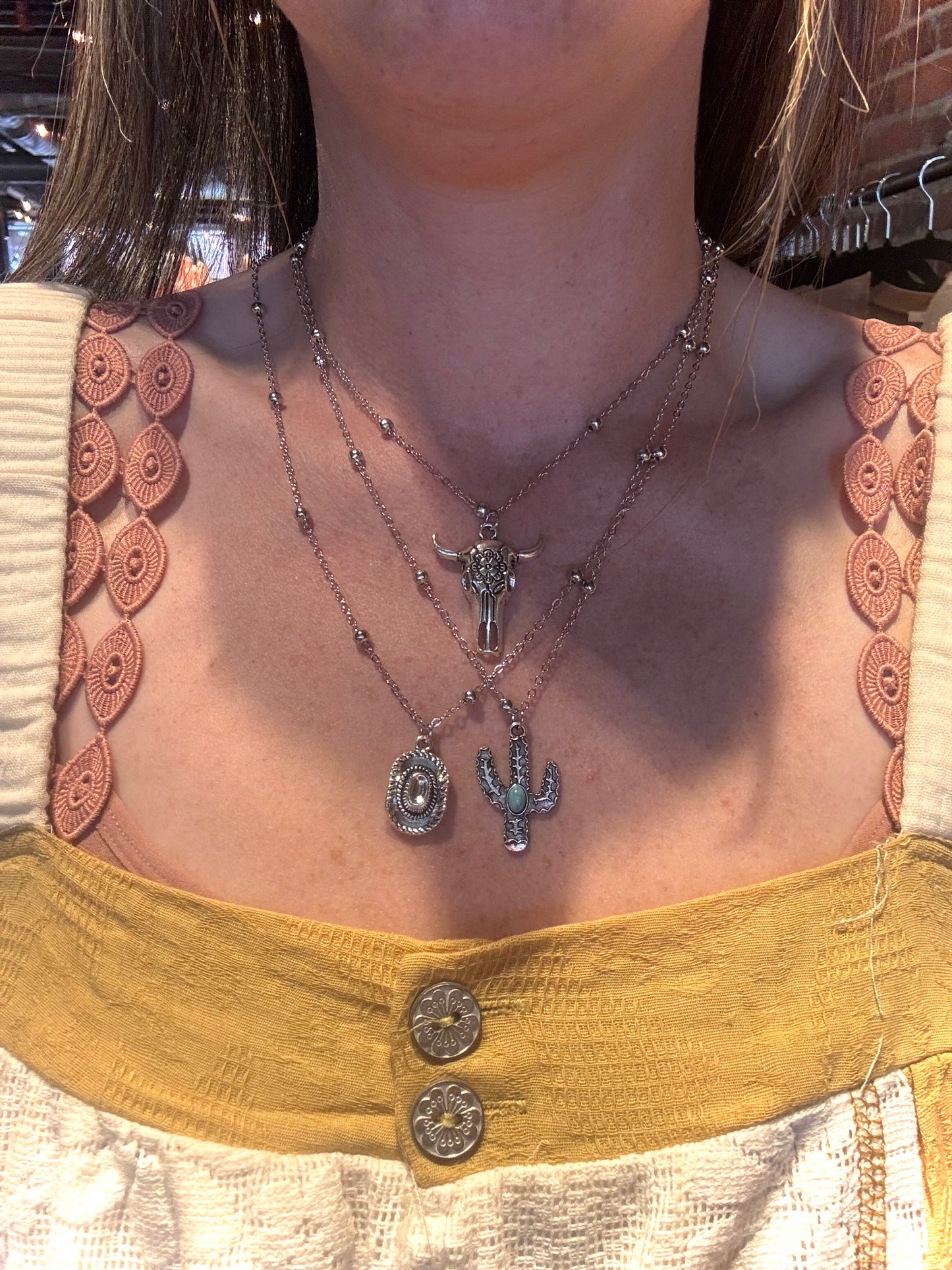 Silver Cowboy Layer Necklace