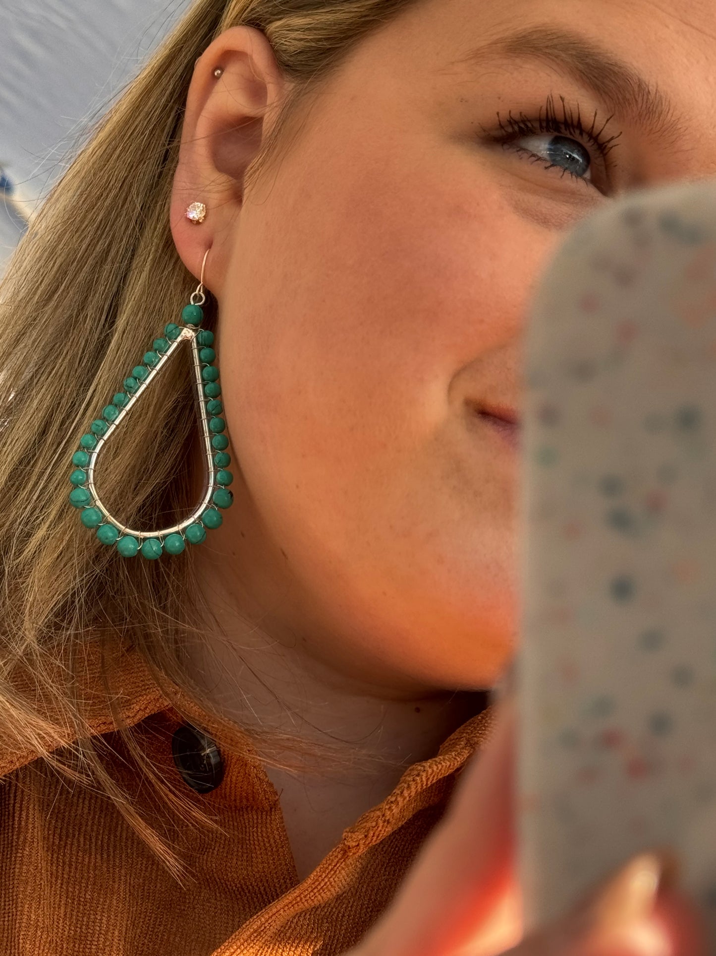 Desert Rain Turquoise Bead TearDrop Earrings