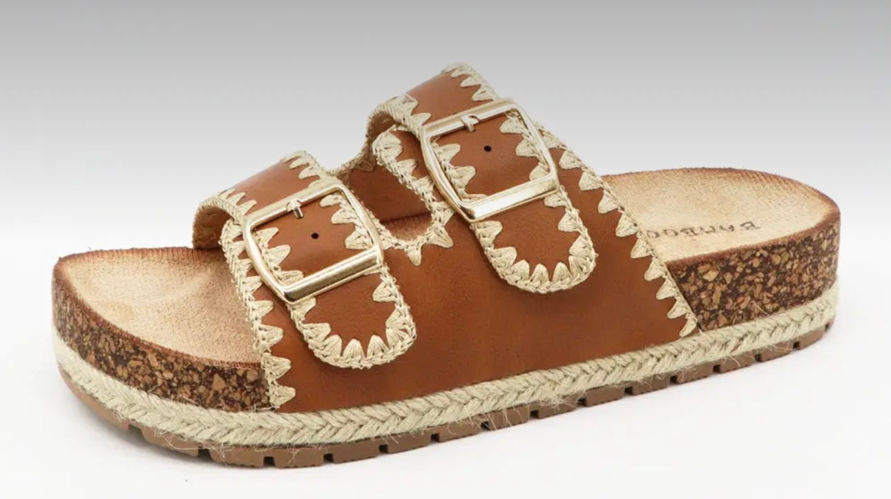 Bamboo Trim Buckle Sandals