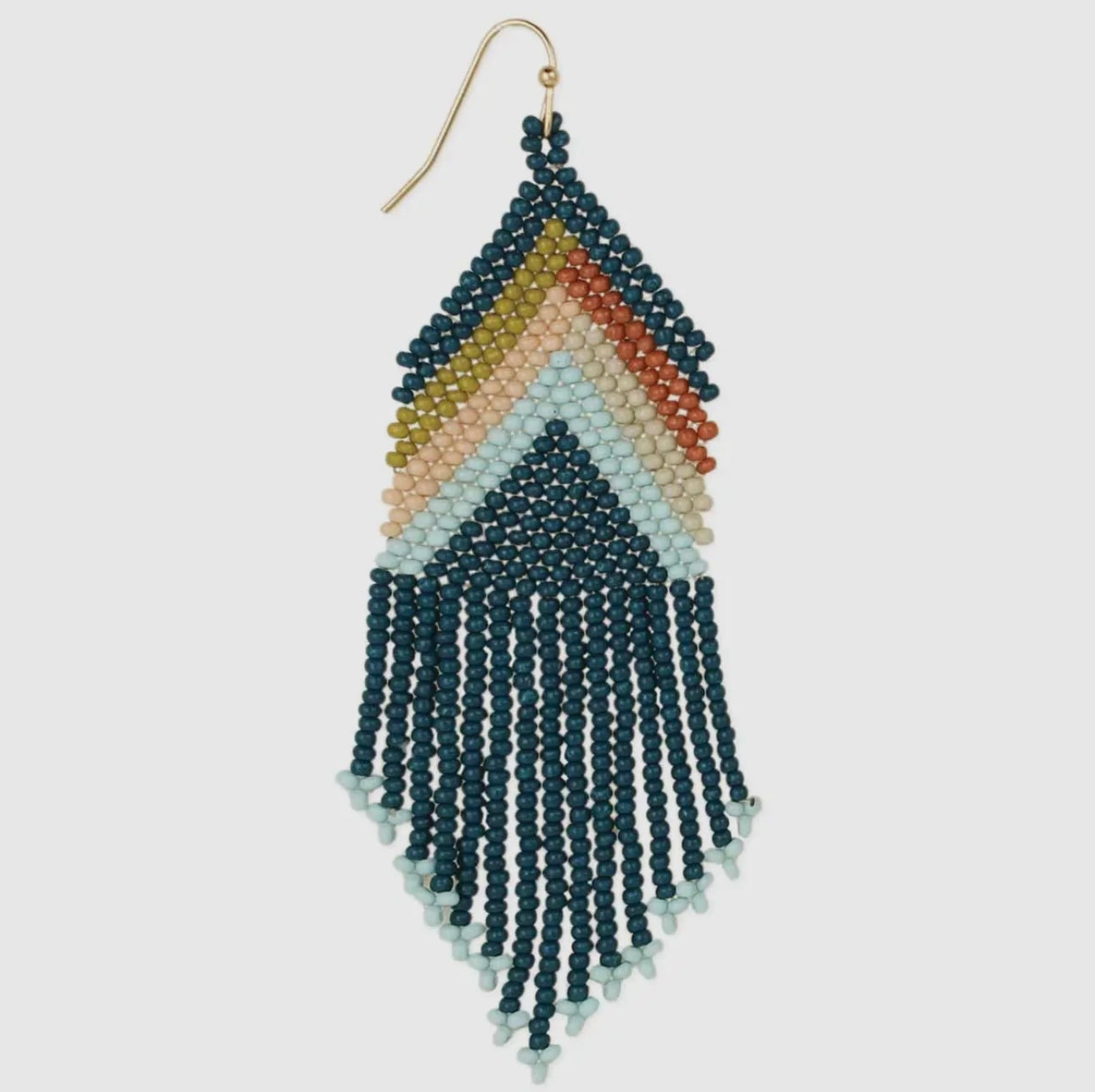 Teal Bead Fringe Earrings