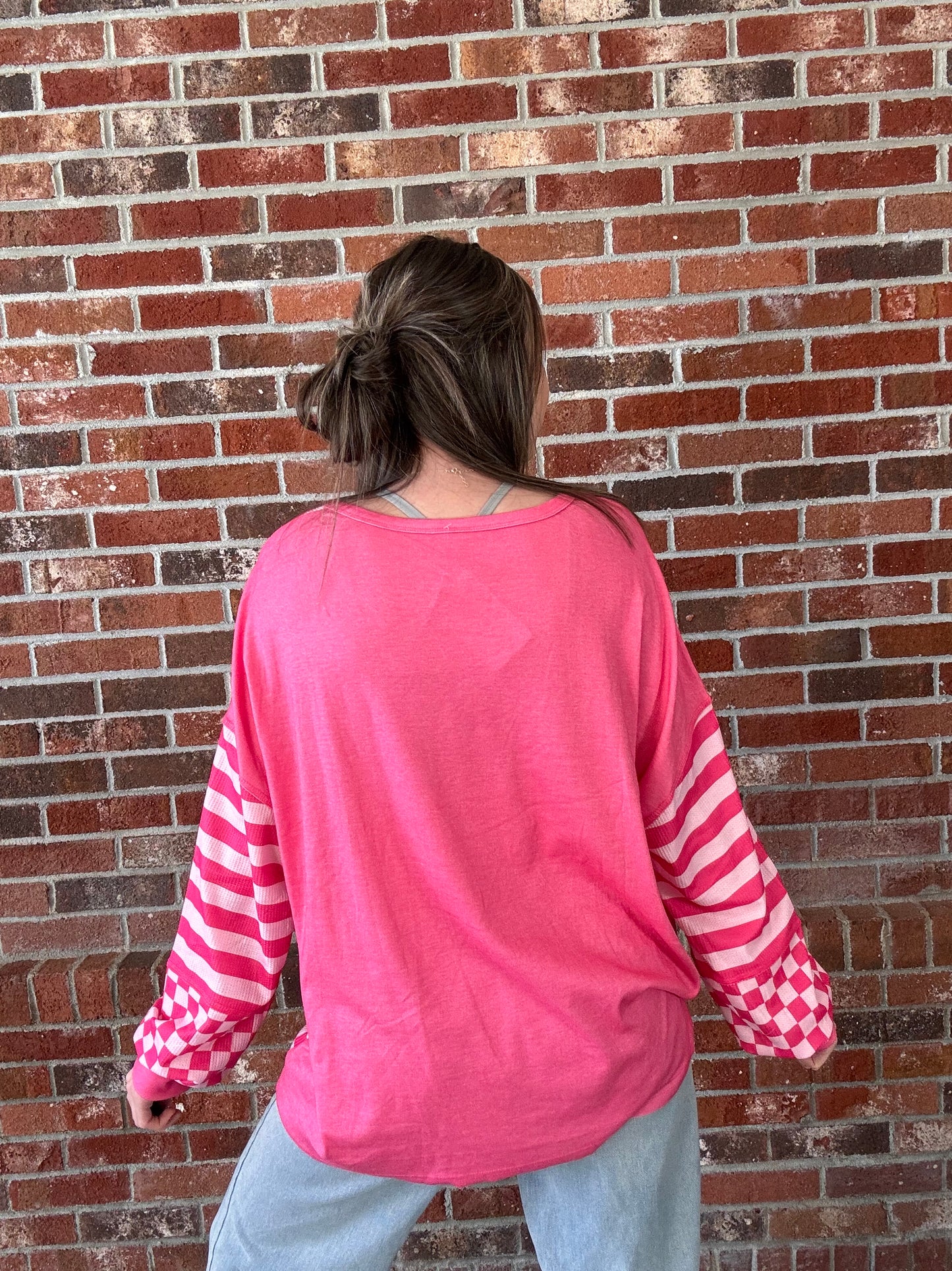 Pink Checkerboard Top