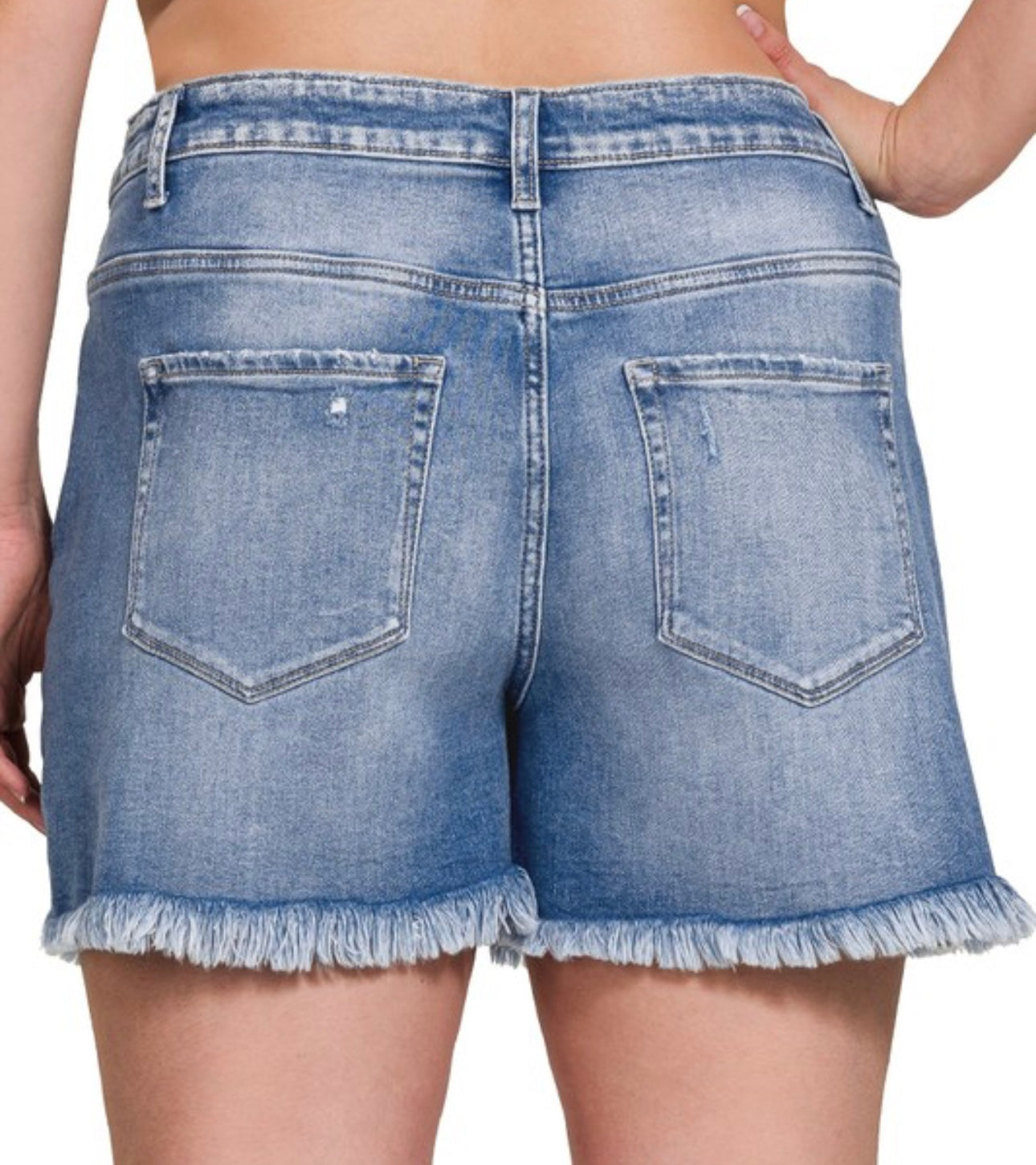 Plus Size Fray Denim Shorts