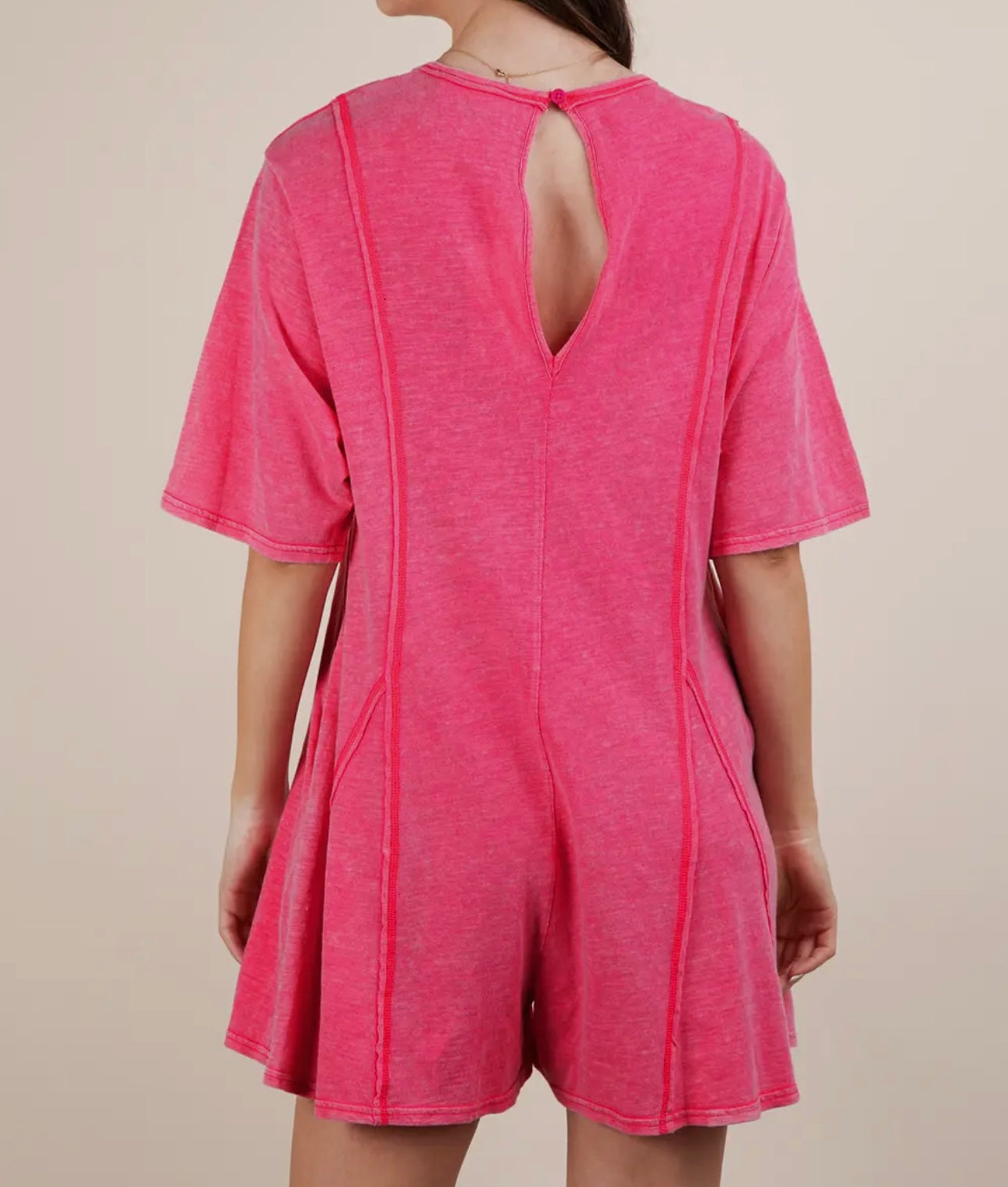 Pink Oversized Knit Comfy Romper