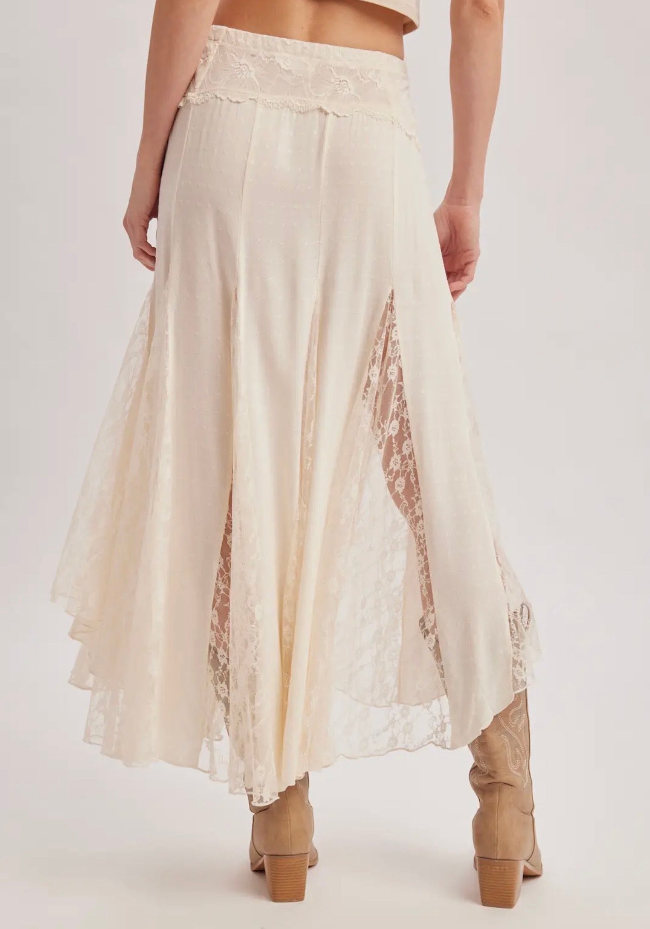 Boho Flowy Lace Maxi Skirt