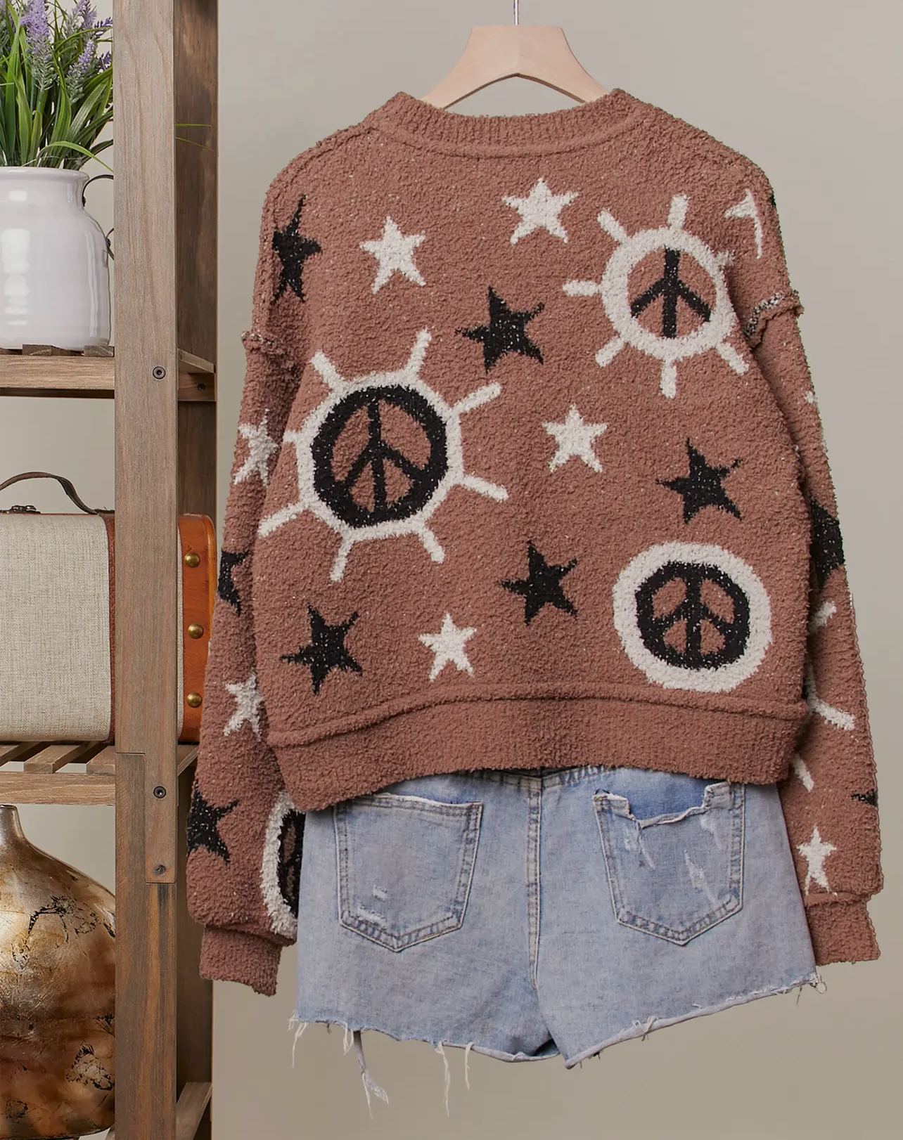Brown peace sweater