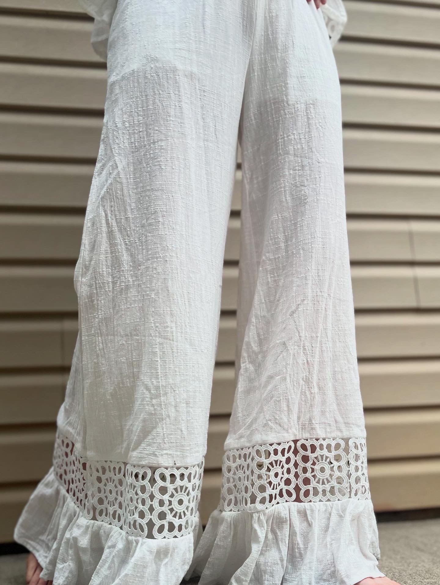 Bright White Crochet Bottoms