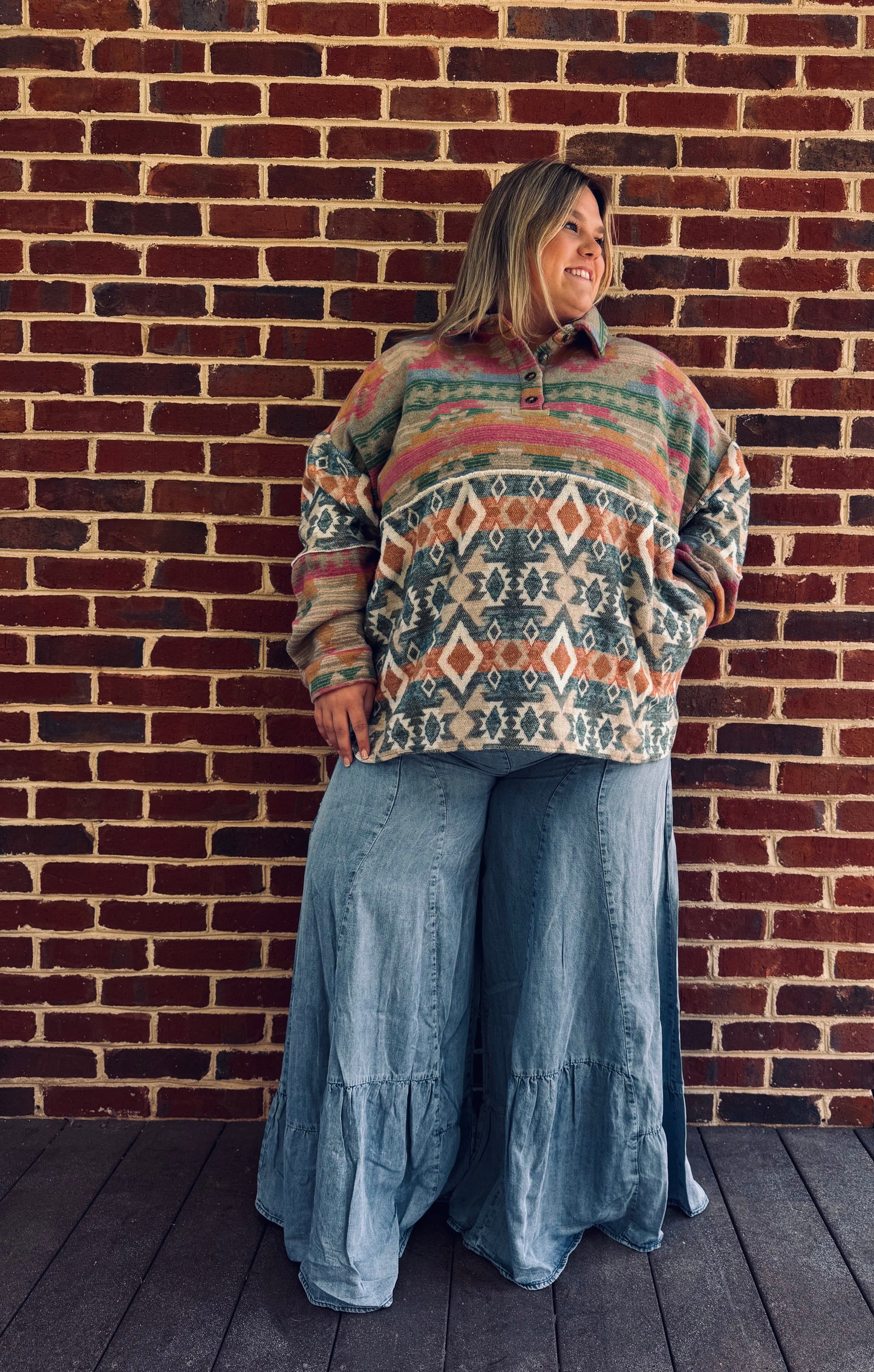 Plus Size Western Pullover