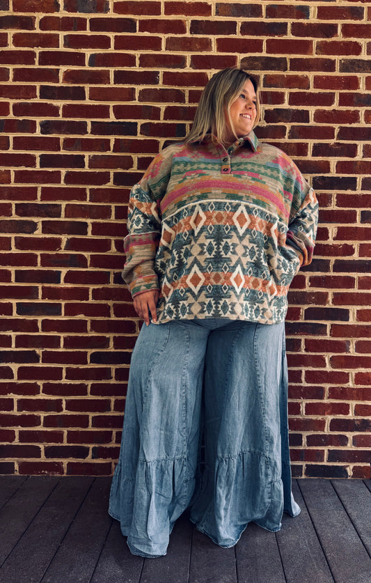 Plus Size Western Pullover