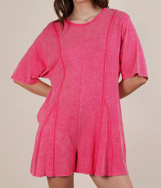 Pink Oversized  Knit Comfy Romper
