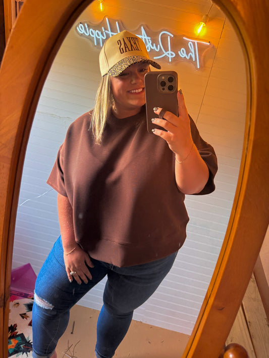 Curvy ~ Brown Ribbed Top