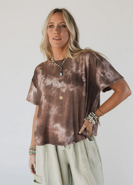 Brown tye dye top