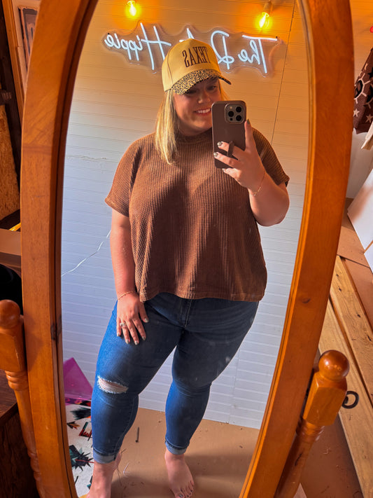 Curvy ~ Waffle Sweater Top