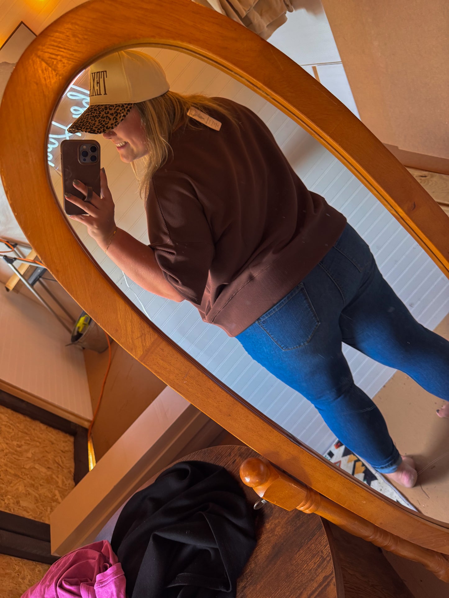 Curvy ~ Brown Ribbed Top