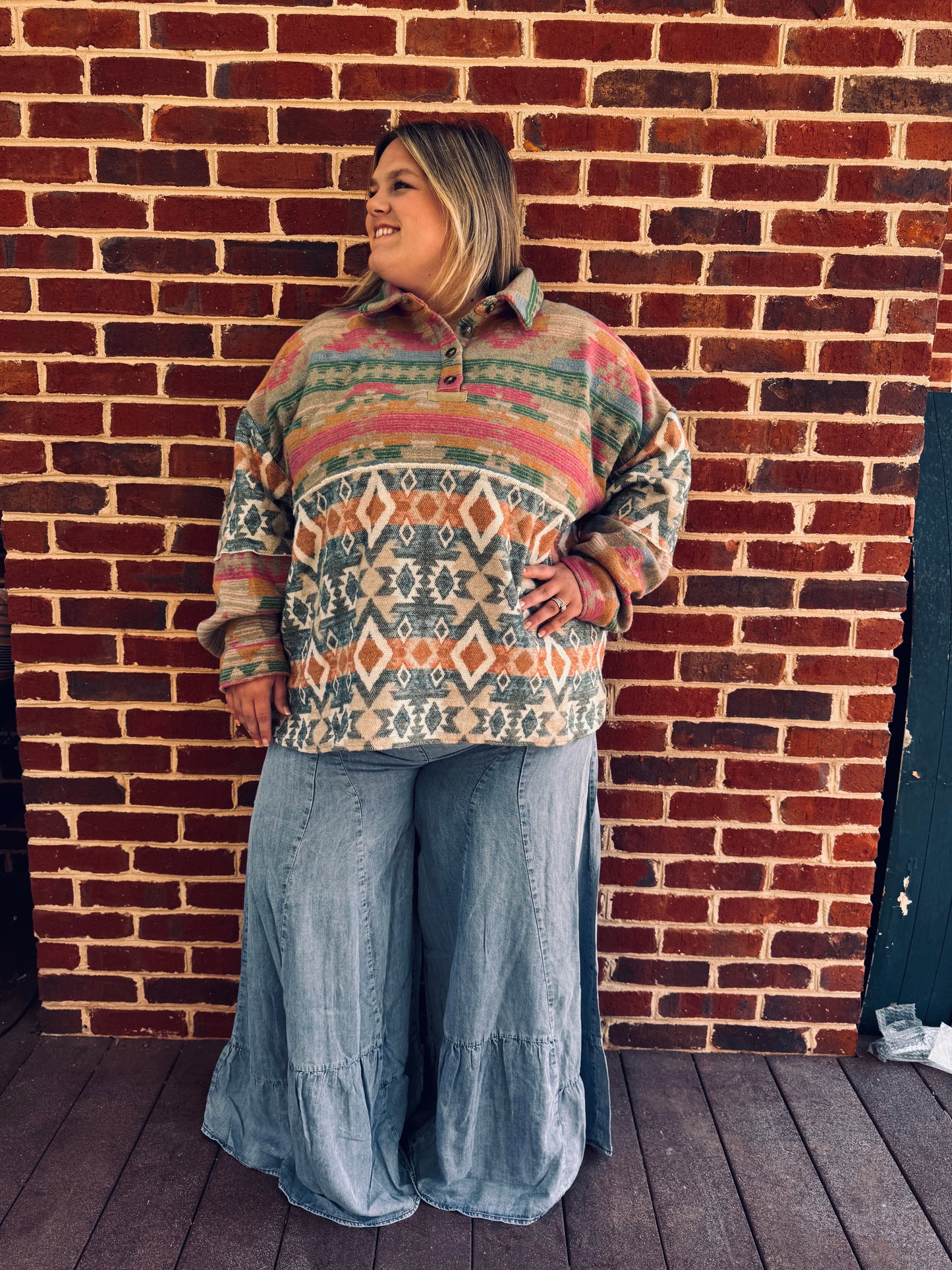 Plus Size Western Pullover