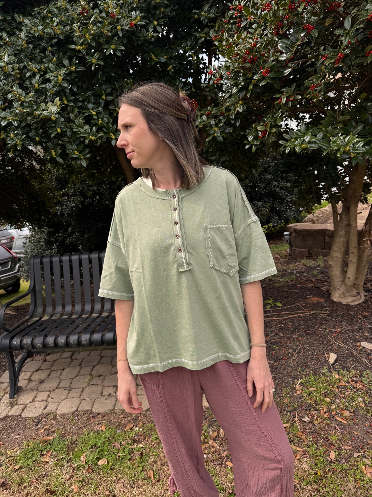 Mineral Washed Oversized Knit Top