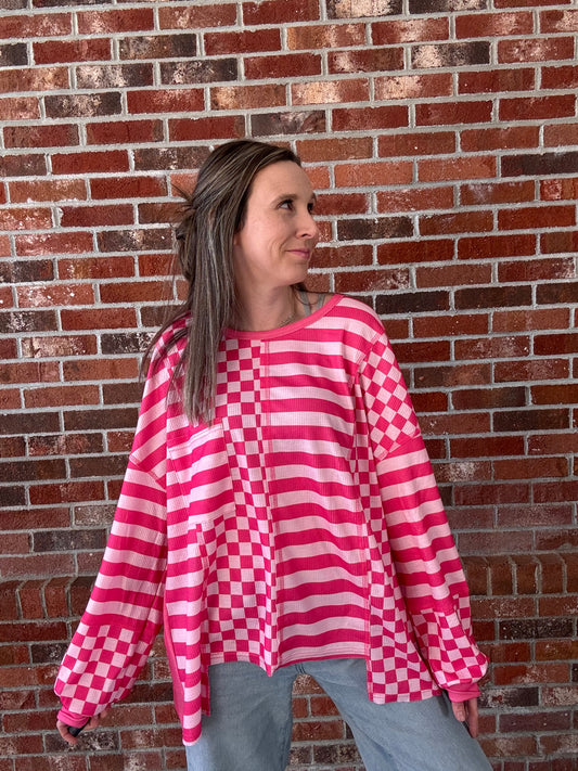 Pink Checkerboard Top