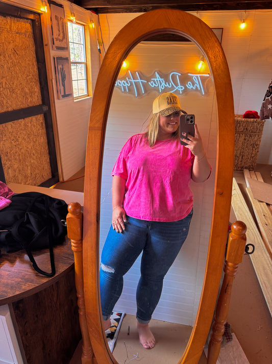 Curvy ~ Acid Hot Pink Top