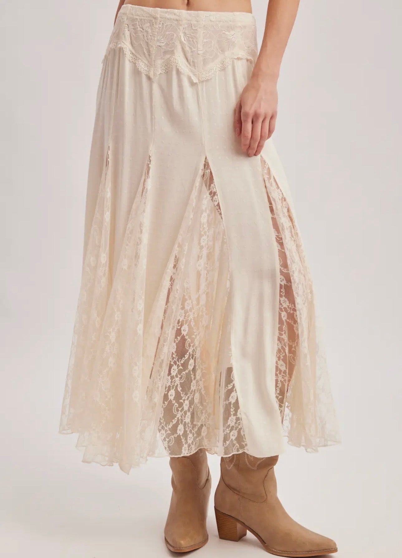 Boho Flowy Lace Maxi Skirt