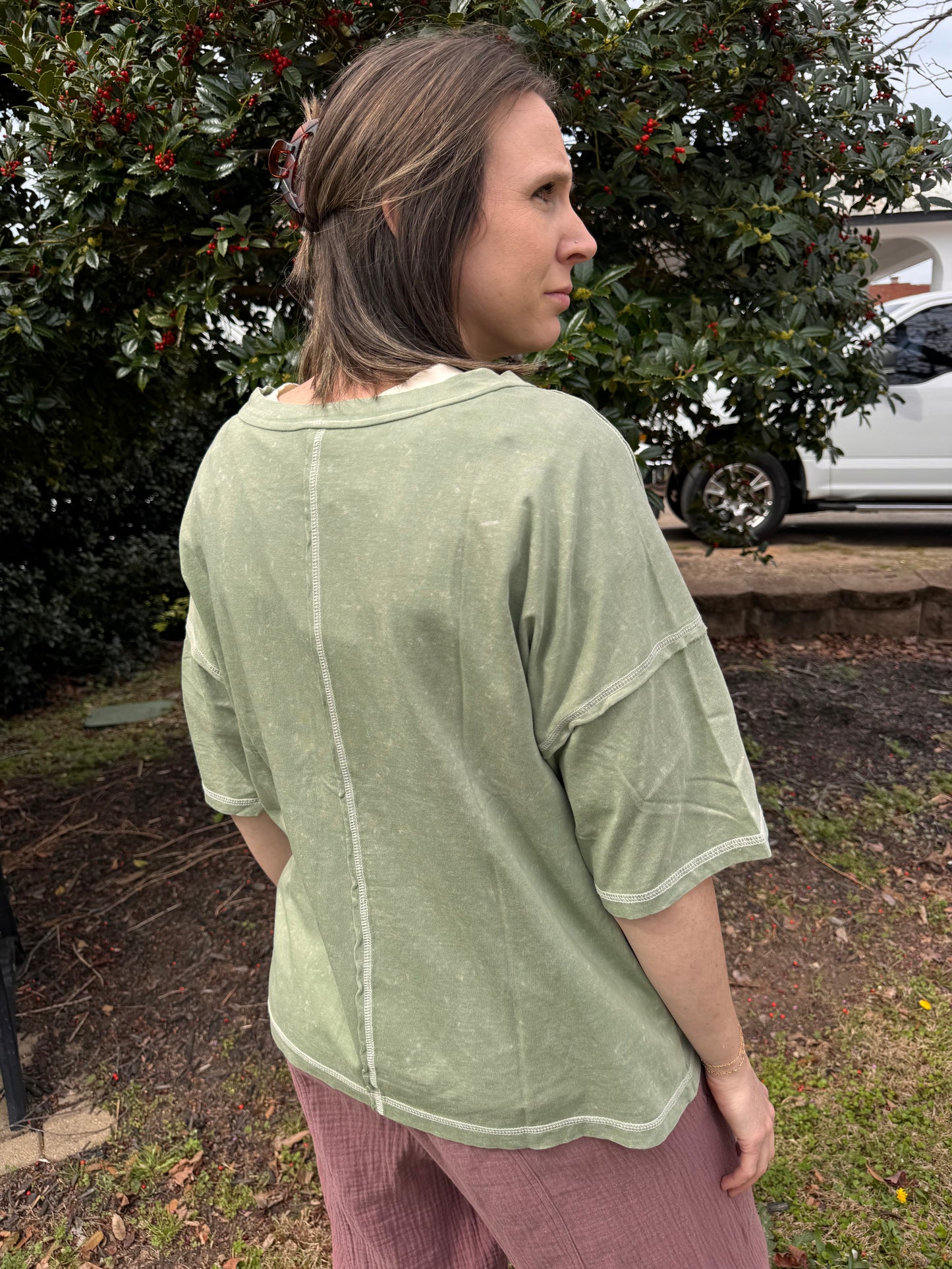 Mineral Washed Oversized Knit Top