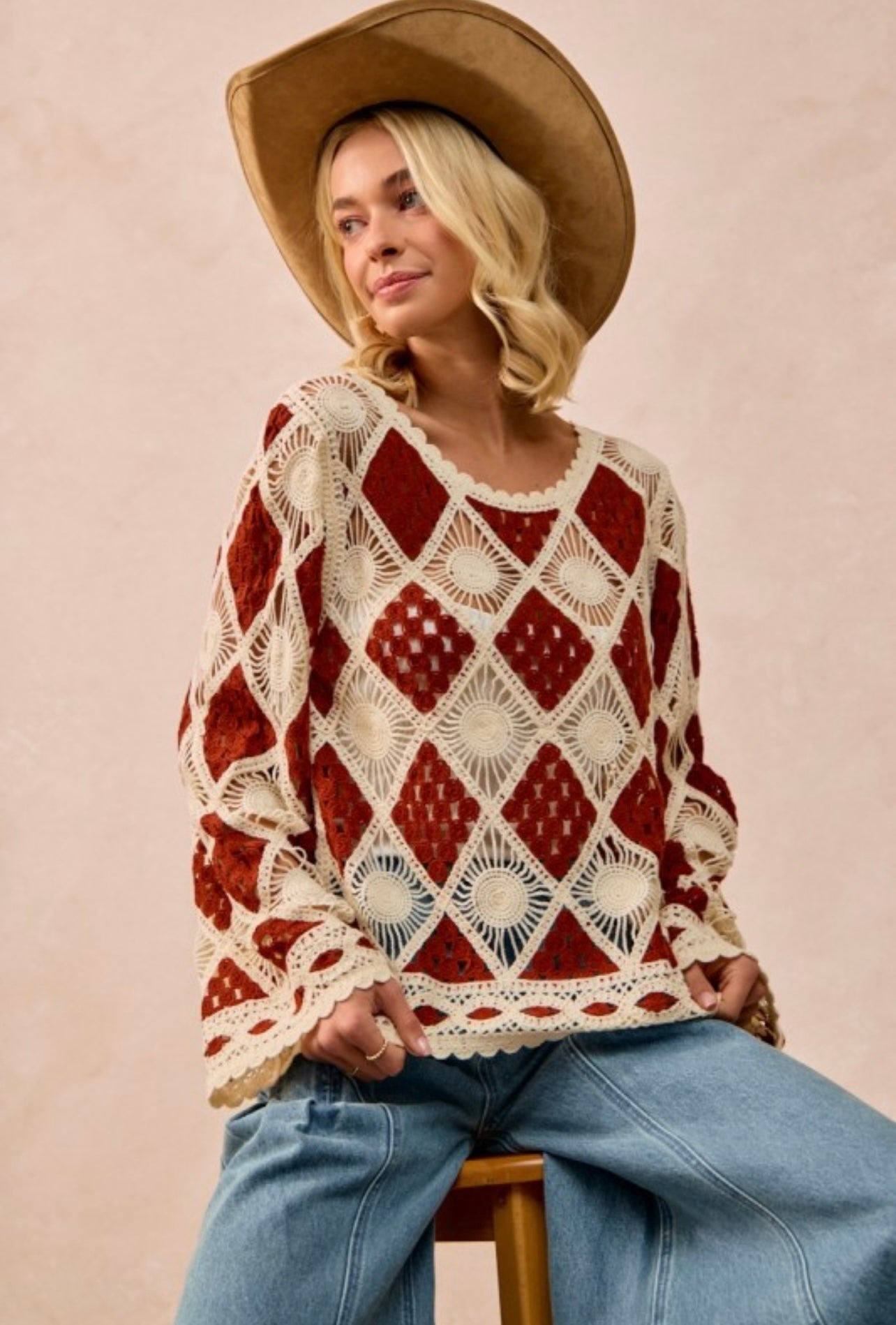 Diamond crotchet top