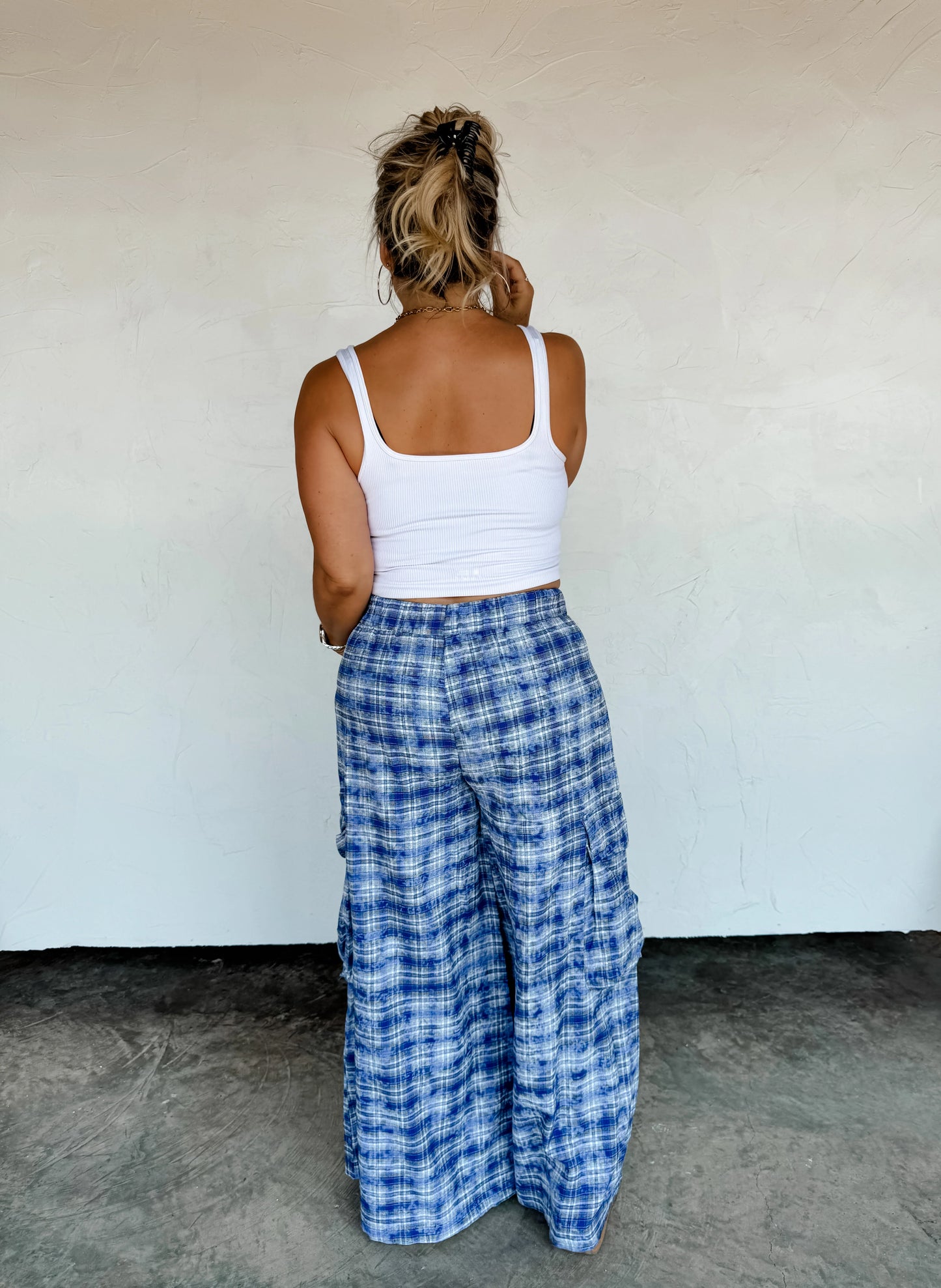 Plaid behavior wide leg pants