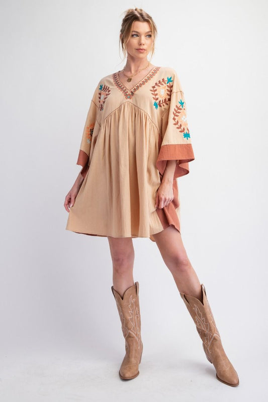 Embroidered linen dress