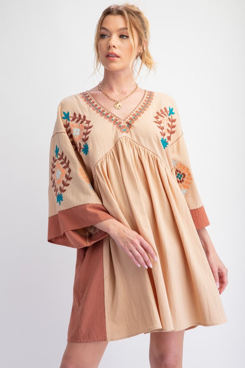 Embroidered linen dress