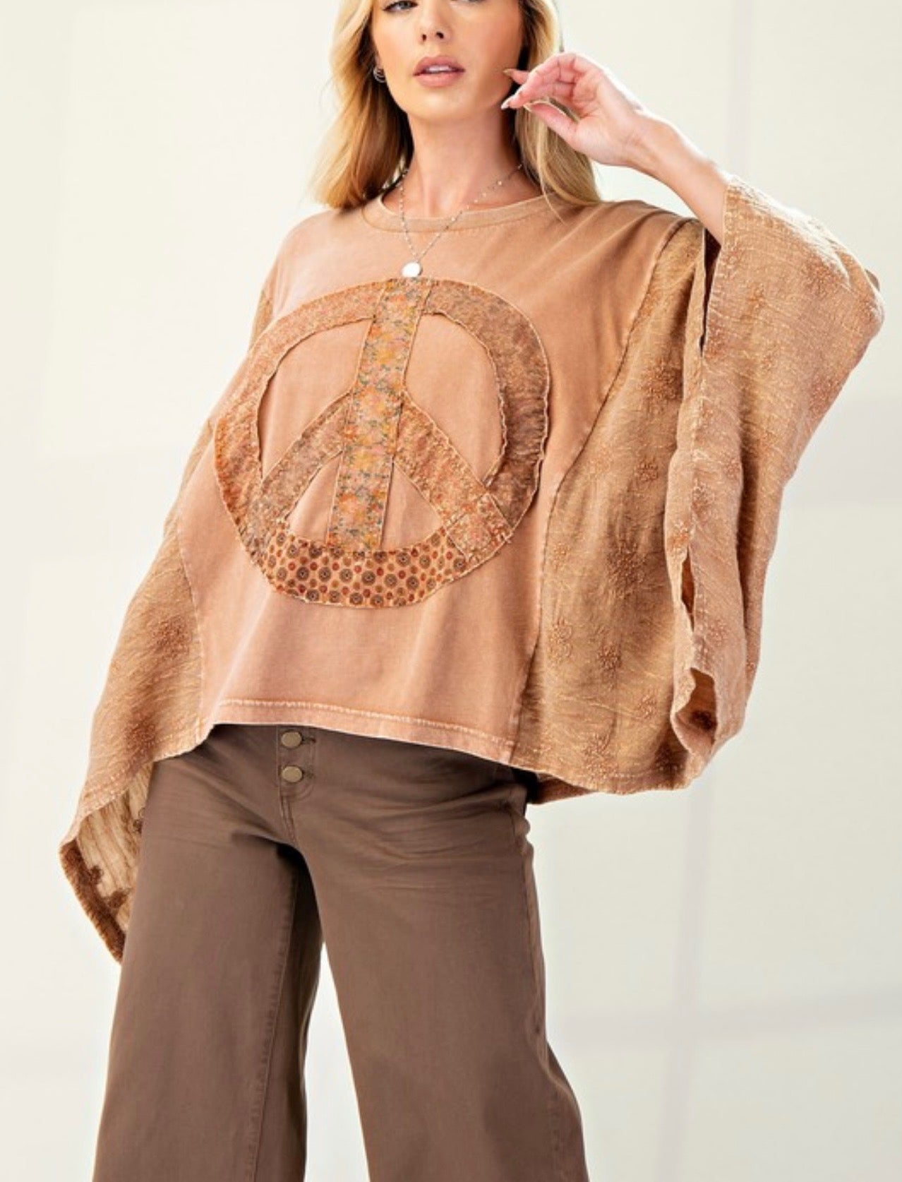 Peace patchwork poncho